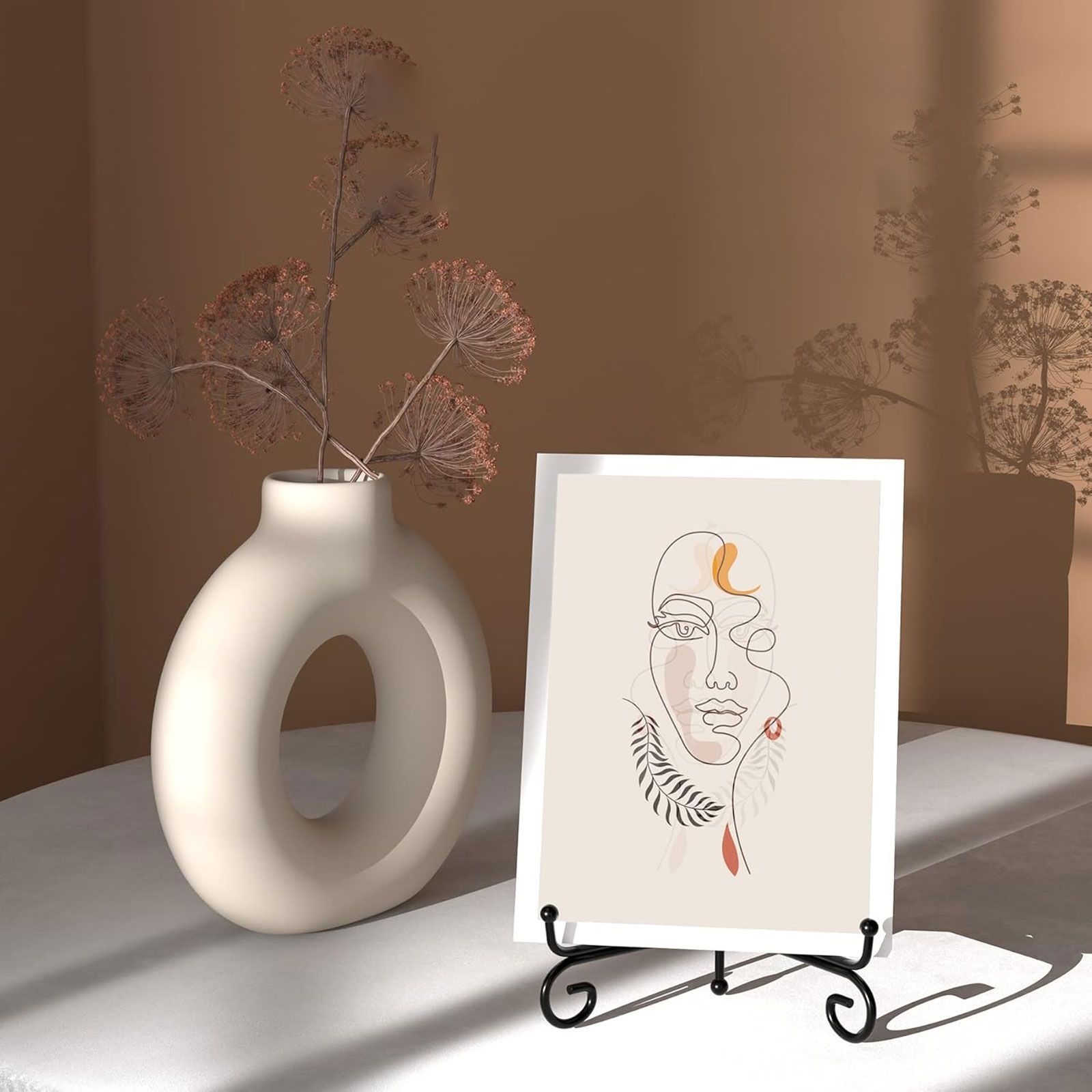 4PCS Premium Black Iron Plate Stands for Display 5Inch/12.7cm, Decorative Solid Metal Plate Holders for Displaying, Mini Easel, Frame, Book, Card, Plaque, Bowl, Picture Stands for Display