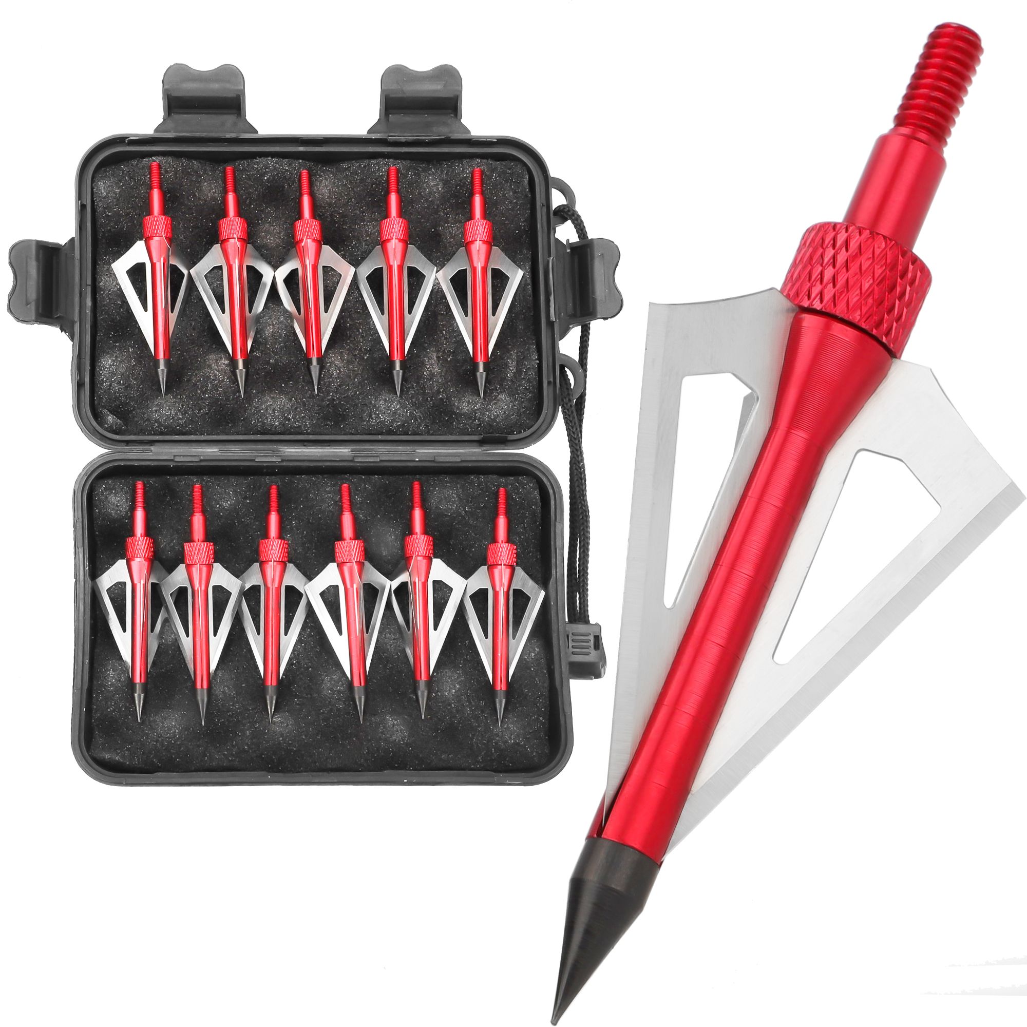 Hunting Broadheads 12pcs 100 Grains Screw-in Arrow Archery 3 Blades Hunting Heads Arrow Tips Compatible with Crossbow and Compound Bow + Broadhead Storage Case