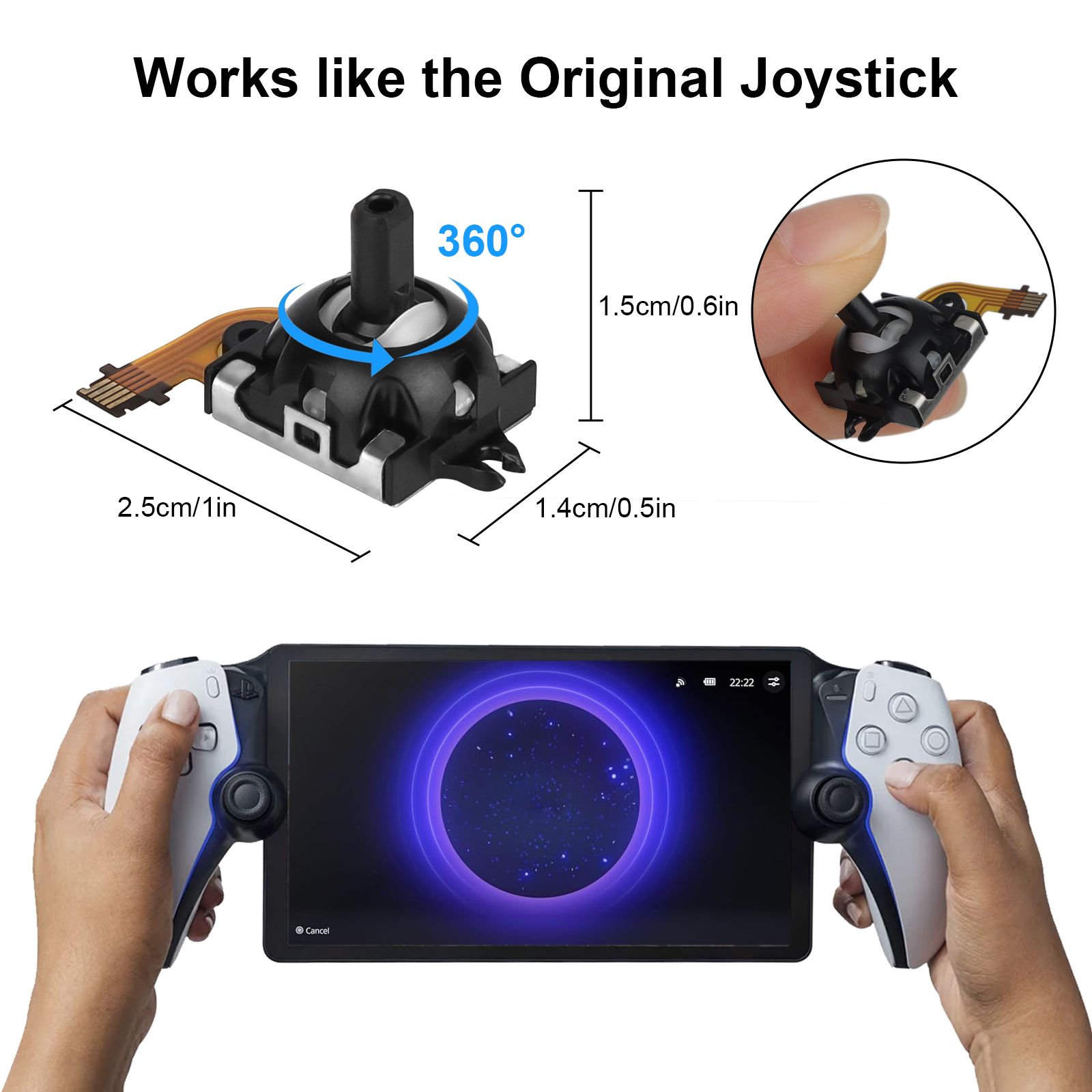 2-Pack Replacement Joystick Compatible with Playstation Portal, Analog Thumb Stick Repair Hall Effect Joystick for PS5 Portal(Left and Right Joystick), black