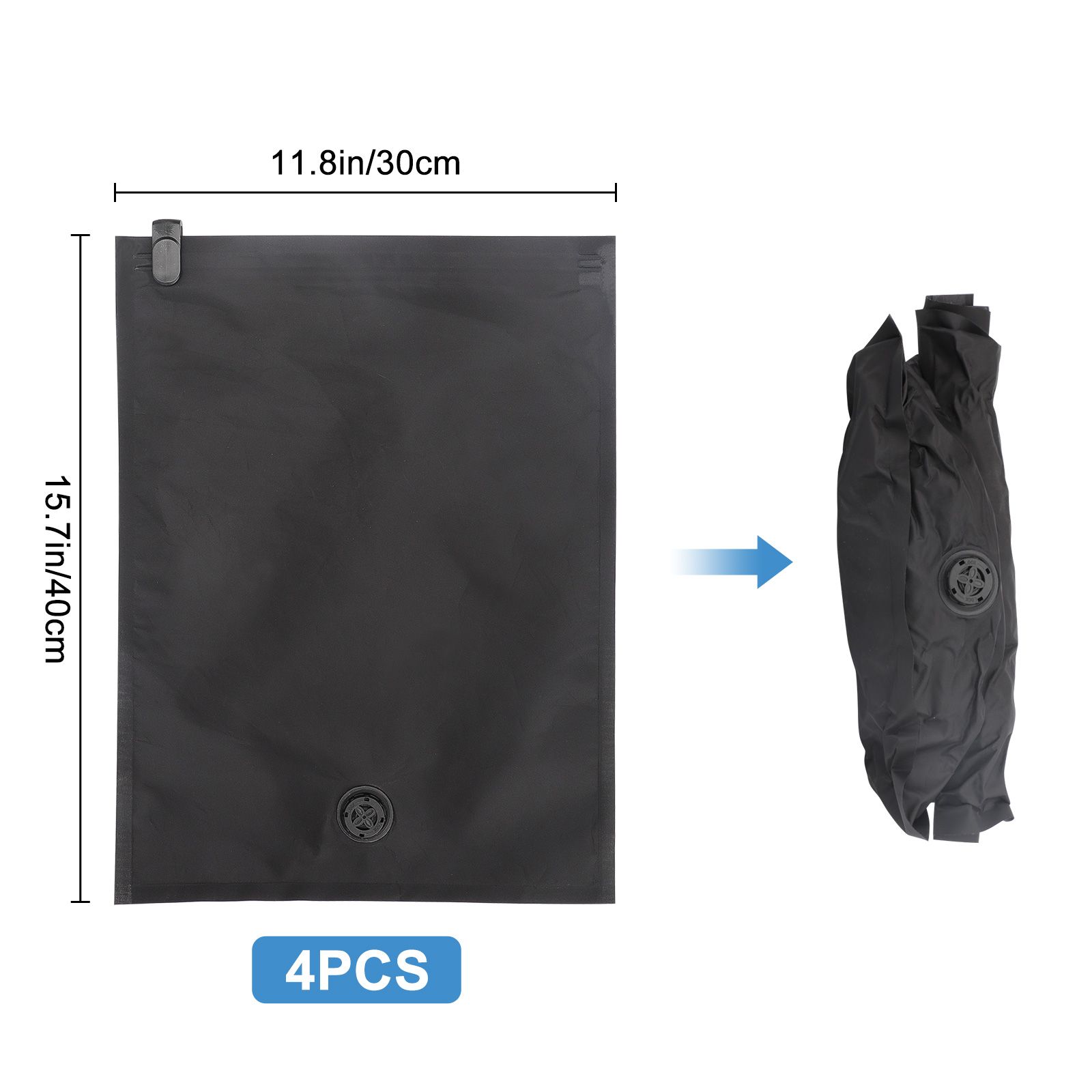 4pcs Vacuum Compression Bags for Travel, Reusable Roll-Up Space Saver for Clothes, Small Luggage Vacuum Storage Bag