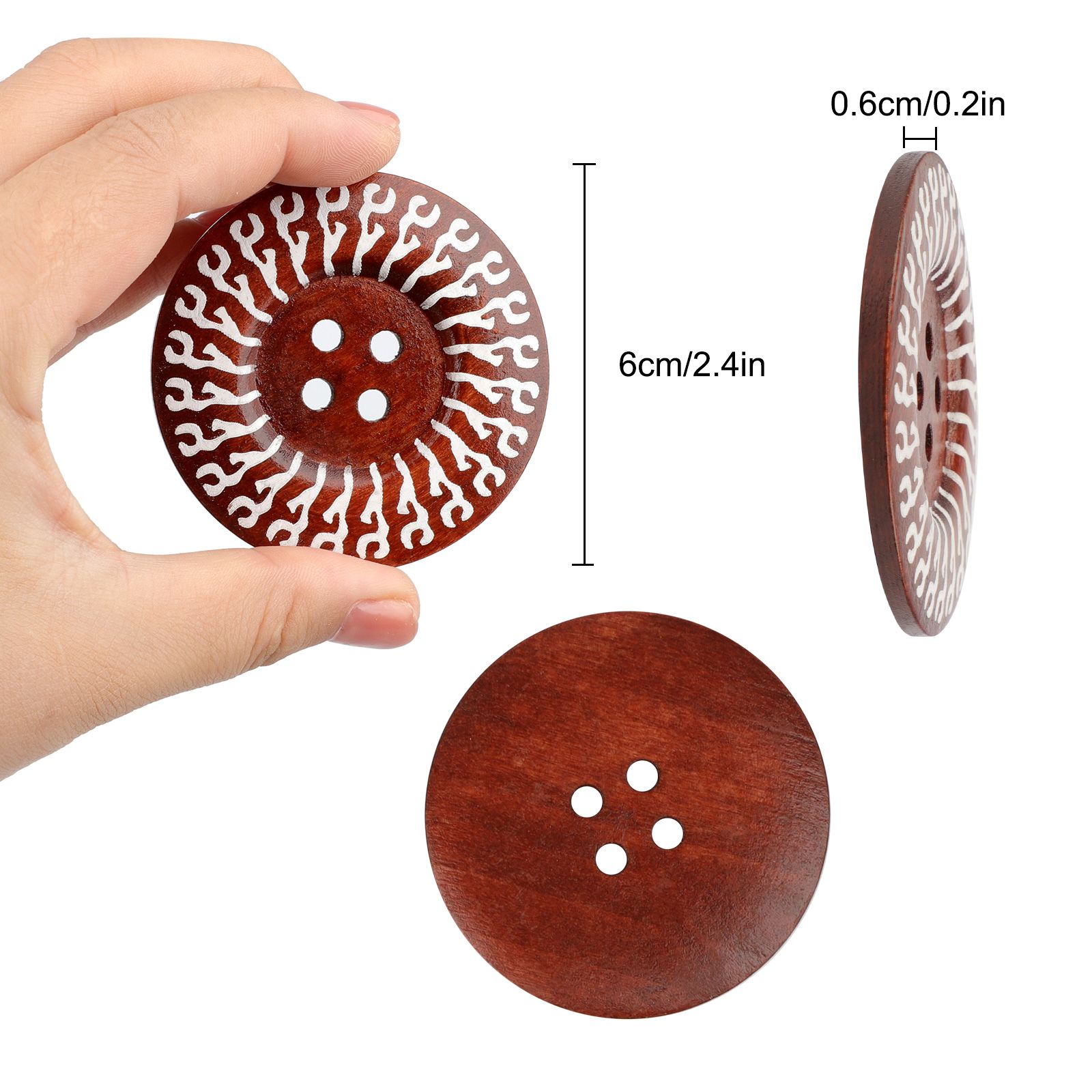 20pcs Large Wooden Buttons, 6cm Natural Wood Sewing Buttons for Crafts & DIY Projects