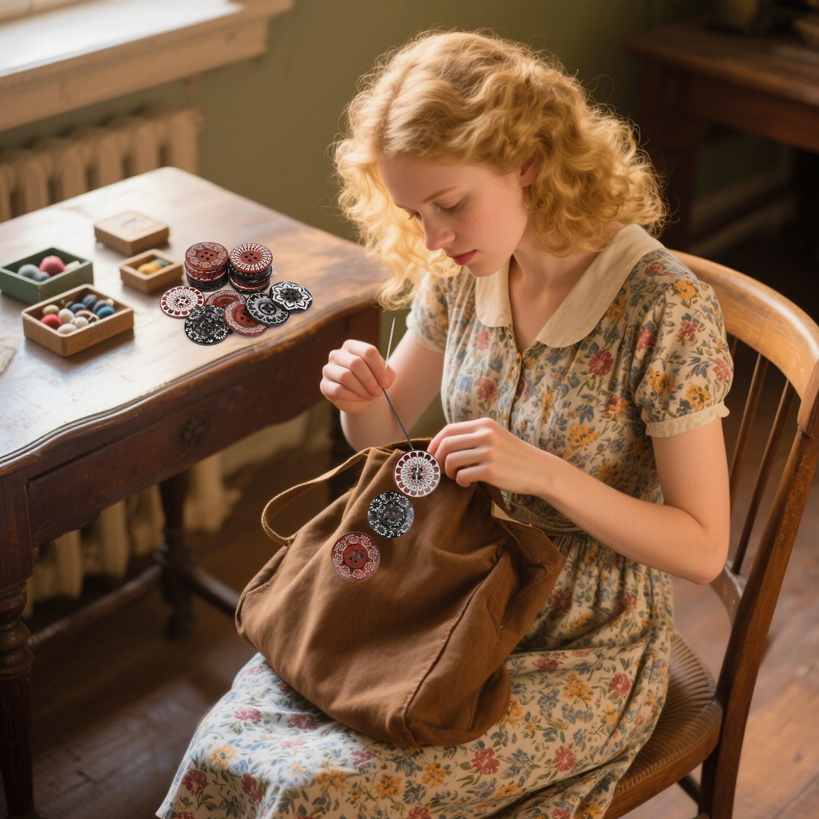 20pcs Large Wooden Buttons, 6cm Natural Wood Sewing Buttons for Crafts & DIY Projects