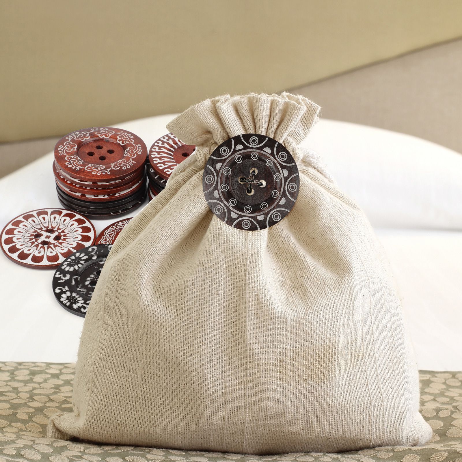 20pcs Large Wooden Buttons, 6cm Natural Wood Sewing Buttons for Crafts & DIY Projects