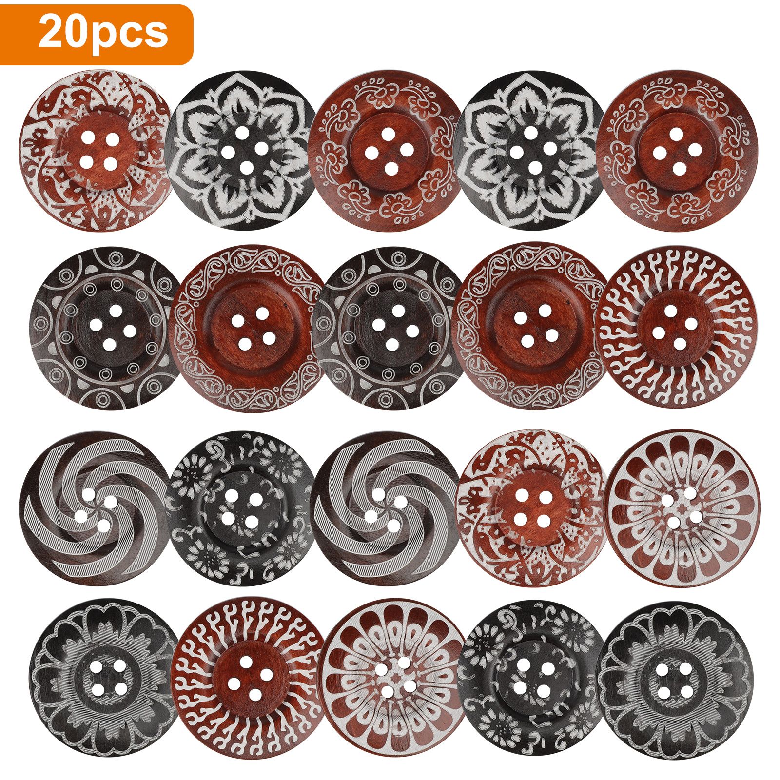 20pcs Large Wooden Buttons, 6cm Natural Wood Sewing Buttons for Crafts & DIY Projects