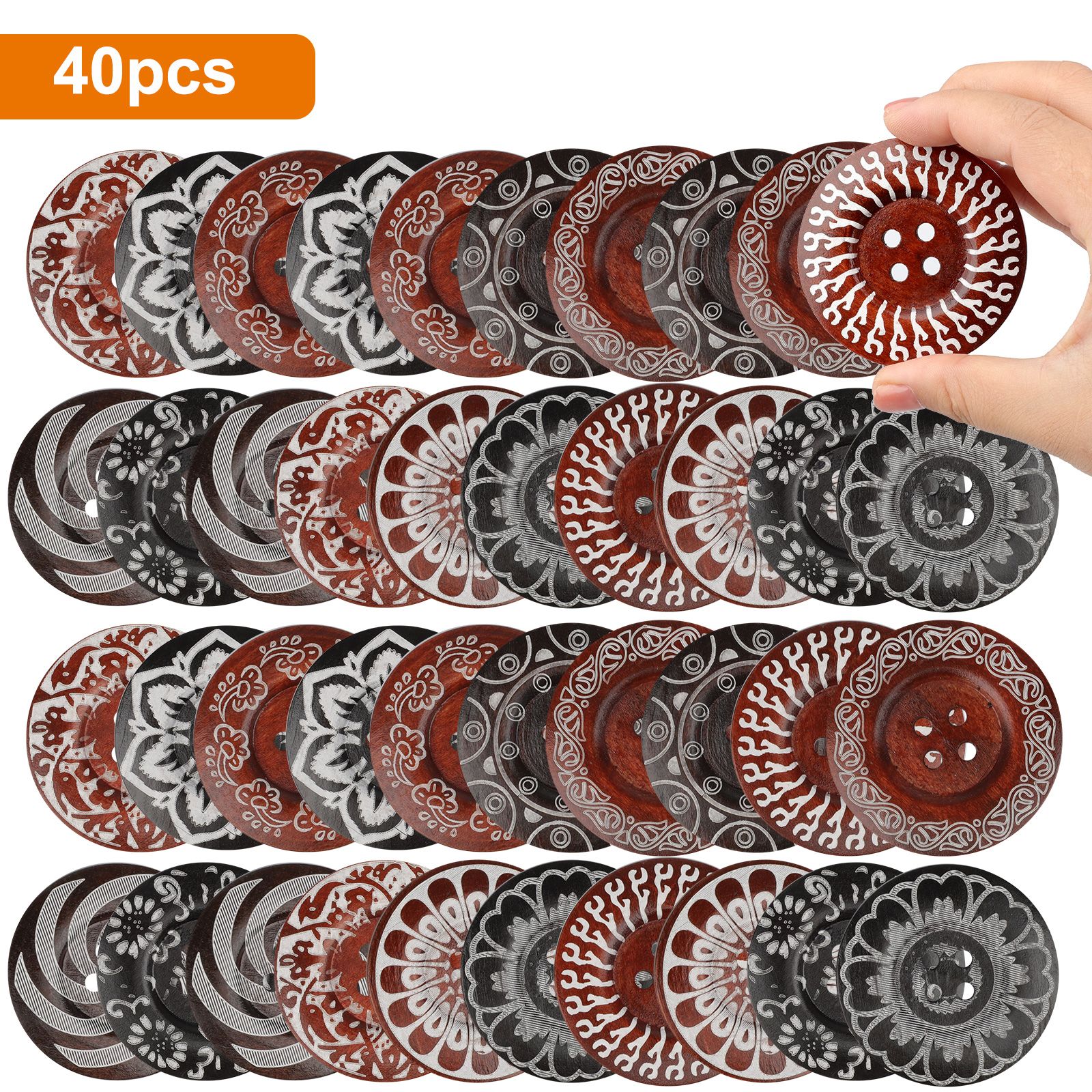 20pcs Large Wooden Buttons, 6cm Natural Wood Sewing Buttons for Crafts & DIY Projects