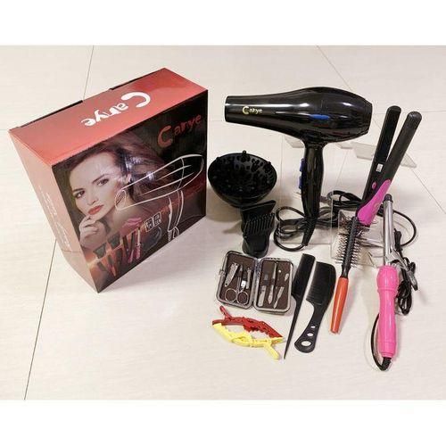 Canye Hair Professional Blow-dry+ Hair Tongs, Flat Iron, Straightener & Nail Set