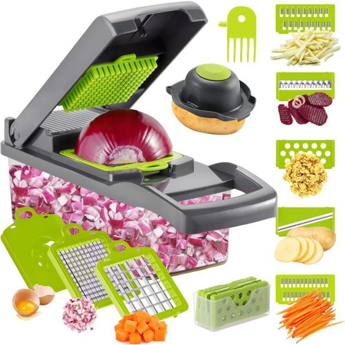 Vegetable Chopper Slicer  with Spice Chopper Set 7 Blades Veggie Dicer Onion Fruit Cutter