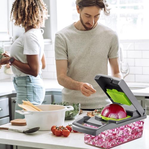 Vegetable Chopper Slicer  with Spice Chopper Set 7 Blades Veggie Dicer Onion Fruit Cutter