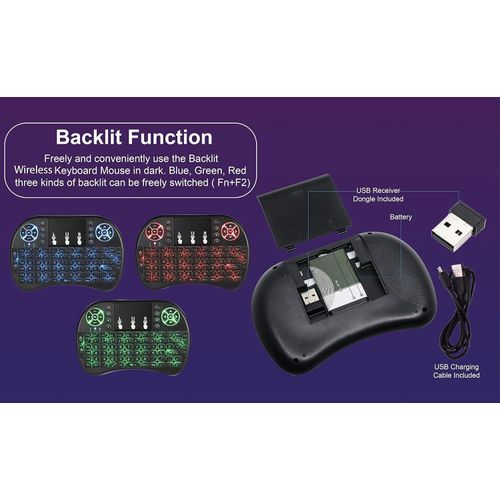 Hot Selling Wireless Bluetooth Keyboard/mouse Pad, Wireless Mini Keyboard Remote Control Touchpad Mouse Combo Controller With RGB Backlit For Android TV Box Smart TV With OS+USB PC Computer Laptop Win