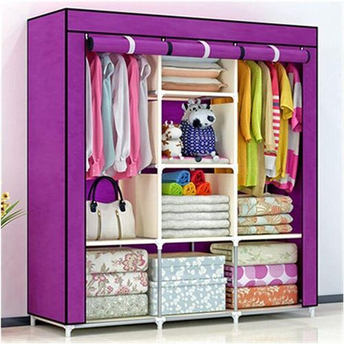 Bedroom Wardrobes DIY Non-woven Fold Wardrobe Portable Storage Closet with Zipper Cabinet Bedroom Furniture Wardrobe Durable and Easy to Assemble Portable Closet Storage Organizer, MULTICOLOR
