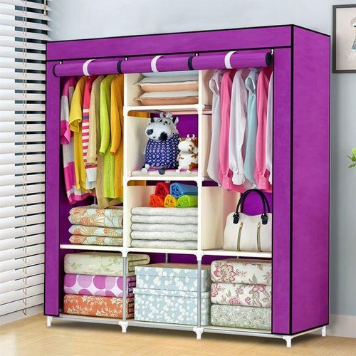 Bedroom Wardrobes DIY Non-woven Fold Wardrobe Portable Storage Closet with Zipper Cabinet Bedroom Furniture Wardrobe Durable and Easy to Assemble Portable Closet Storage Organizer, MULTICOLOR