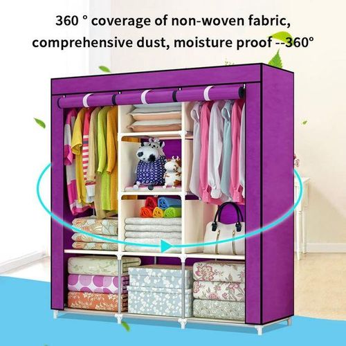 Bedroom Wardrobes DIY Non-woven Fold Wardrobe Portable Storage Closet with Zipper Cabinet Bedroom Furniture Wardrobe Durable and Easy to Assemble Portable Closet Storage Organizer, MULTICOLOR
