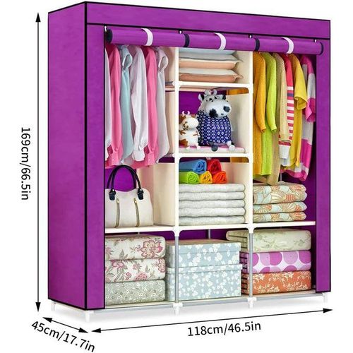 Bedroom Wardrobes DIY Non-woven Fold Wardrobe Portable Storage Closet with Zipper Cabinet Bedroom Furniture Wardrobe Durable and Easy to Assemble Portable Closet Storage Organizer, MULTICOLOR