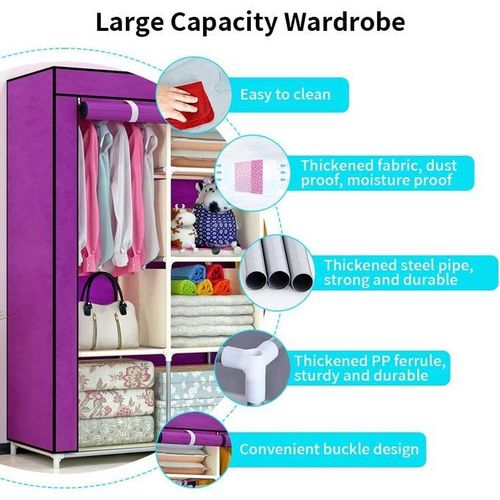 Bedroom Wardrobes DIY Non-woven Fold Wardrobe Portable Storage Closet with Zipper Cabinet Bedroom Furniture Wardrobe Durable and Easy to Assemble Portable Closet Storage Organizer, MULTICOLOR
