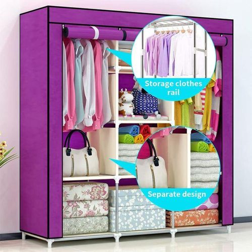 Bedroom Wardrobes DIY Non-woven Fold Wardrobe Portable Storage Closet with Zipper Cabinet Bedroom Furniture Wardrobe Durable and Easy to Assemble Portable Closet Storage Organizer, MULTICOLOR