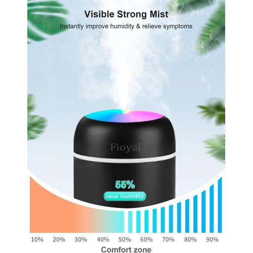 Hot Selling Colorful Cool Mini Humidifiers With LED Night Light, USB 300ml Mist Humidifiers For Car Office Room Bedroom, Portable Diffuser For Essential Oils, PACK OF 1, MULTICOLOR