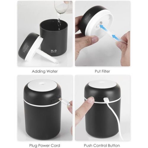 Hot Selling Colorful Cool Mini Humidifiers With LED Night Light, USB 300ml Mist Humidifiers For Car Office Room Bedroom, Portable Diffuser For Essential Oils, PACK OF 1, MULTICOLOR