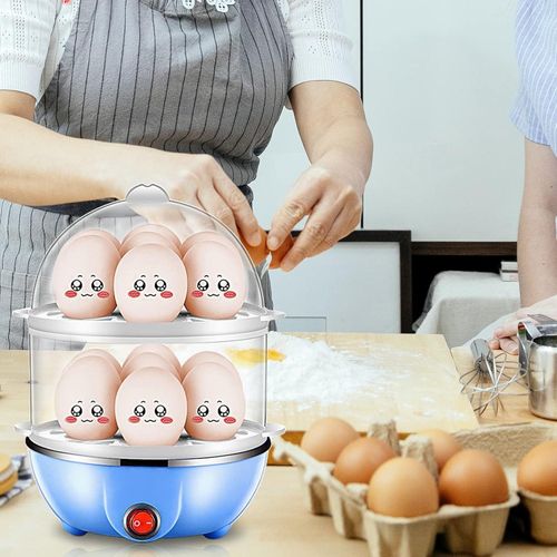 Rapid Egg Cooker - Egg Boiler for Hard Boiled and Poached Eggs - Safe Egg Poacher with Auto Shut Off - Egg Steamer - 2-Tier 14 Egg Capacity Tray, Multicolor