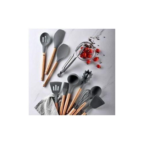 12pc Silicone Non-Stick Cooking Spoon Set With Holder