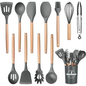12pc Silicone Non-Stick Cooking Spoon Set With Holder