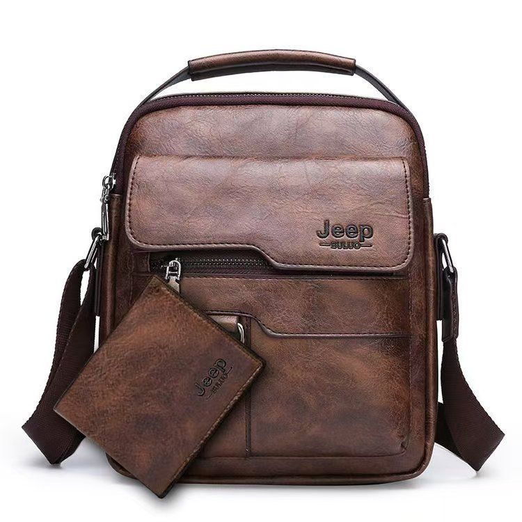 2pcs New men's shoulder bag,  wallet  crossbody bag, briefcase, casual bag, small backpack, business shoulder bag, wallet boyfriend gift