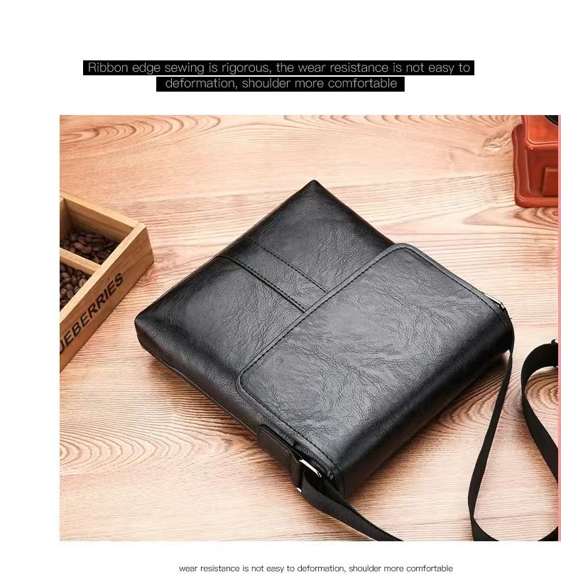 New men's casual crossbody bag, large capacity solid color versatile handbag, briefcase, lightweight commuting shoulder bag