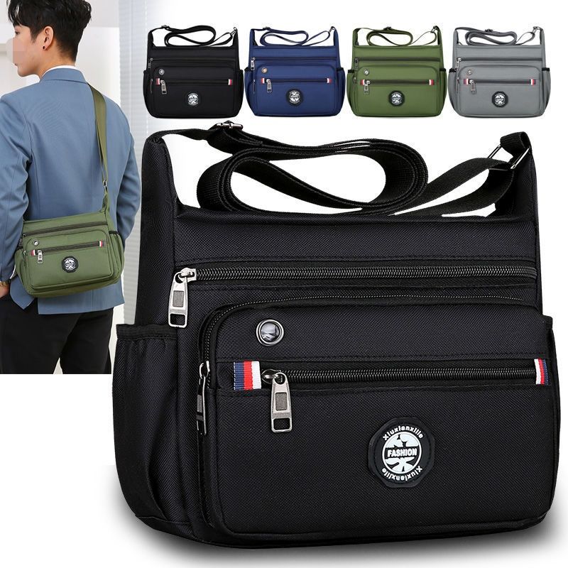 New large capacity men's shoulder bag with multiple pockets, crossbody bag, men's business casual backpack, tool bag, student backpack