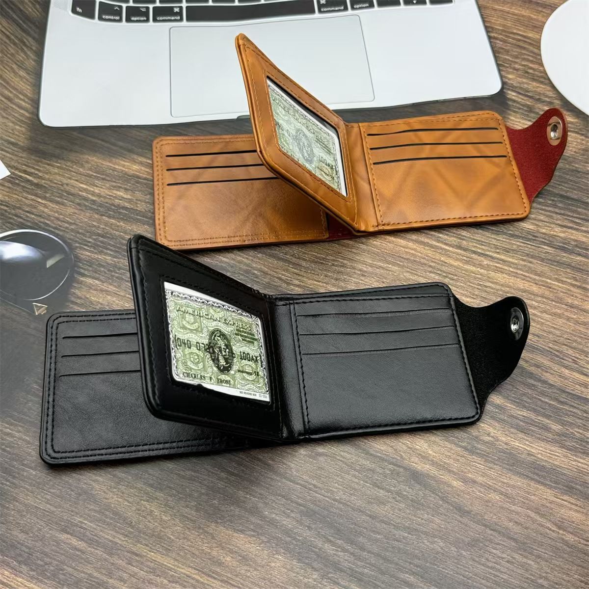 New men's wallet with popular USD pattern, ultra light PU bag, multifunctional retro multiple card slots