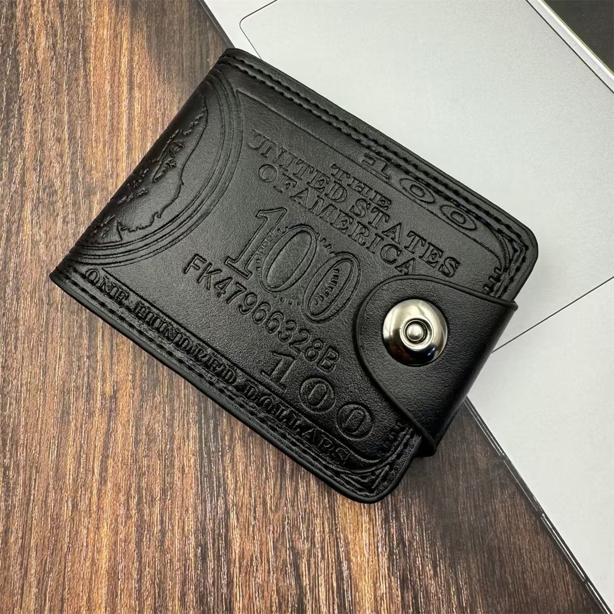 New men's wallet with popular USD pattern, ultra light PU bag, multifunctional retro multiple card slots