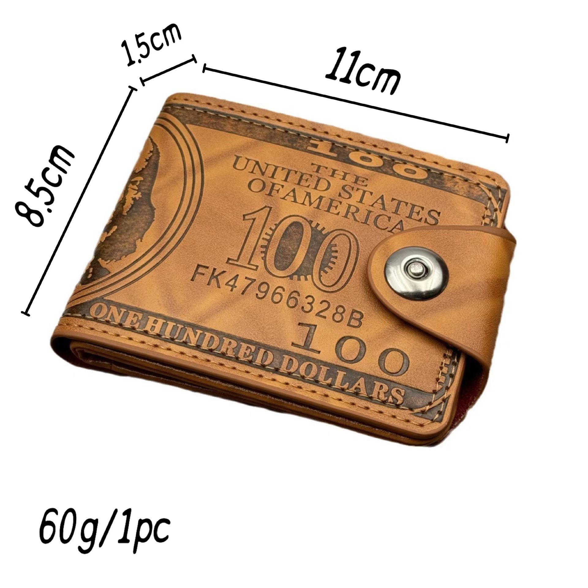 New men's wallet with popular USD pattern, ultra light PU bag, multifunctional retro multiple card slots