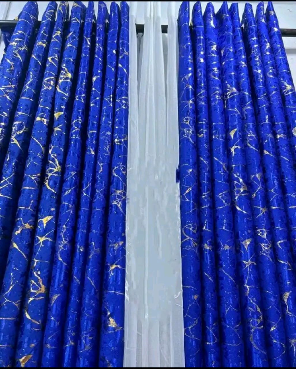OFFER!! Taisier Home Gold Foil Print Linen Textured Curtains 3PC & 2PC Set Marble Curtains - 3PCc(1.5 mtrs each+1.5 mtrs each+Sheers: White :3 mtrs) 0r 2pcs((1.5 mtrs each+1.5 mtrs each)