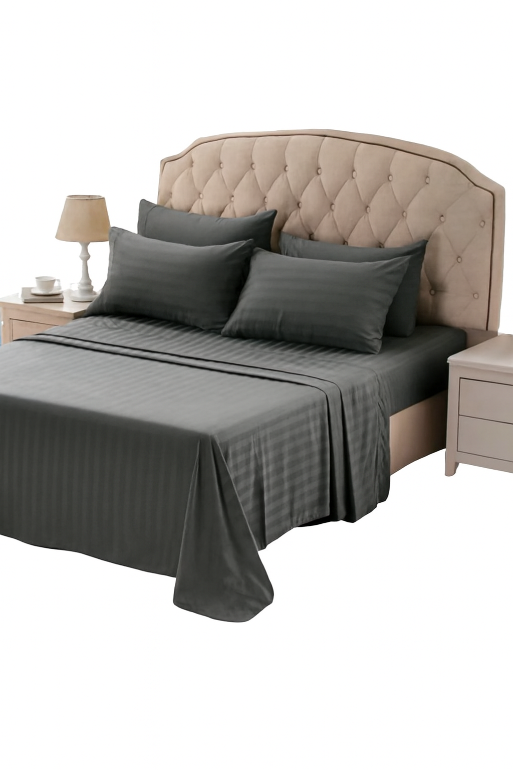 4pcs of 6*7 luxury cotton stripped bedsheets set (2pillowcases and 2pc bedsheets ) bedding set plain white