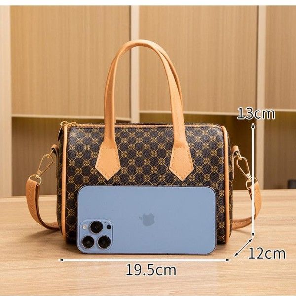 Ladies Exquisite Work Zipper Switch Retro Color Print Hand Pillow Shoulder Straddle Bag Shoulder Bags