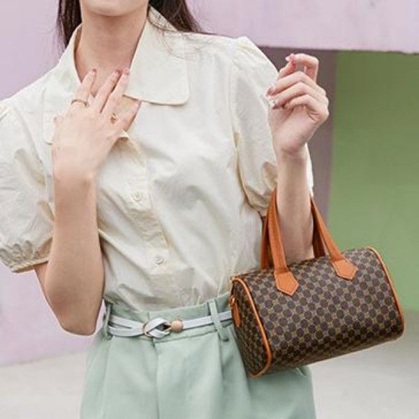 Ladies Exquisite Work Zipper Switch Retro Color Print Hand Pillow Shoulder Straddle Bag Shoulder Bags
