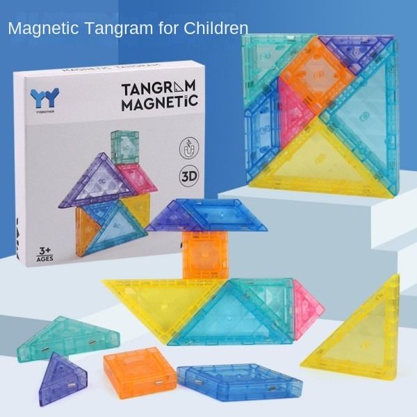 Children's Magnetic Tangram Baby Cognitive Early Education Puzzle Three-Dimensional Jigsaw Block Toy Stacking Blocks