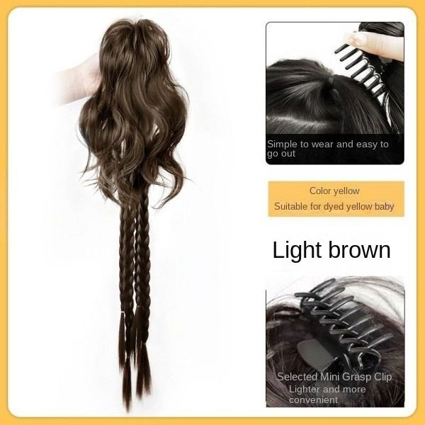 Women's Long Hair Simulates High Ponytail Boxing Braids With Half A Ponytail Wig Braid Pony Tail