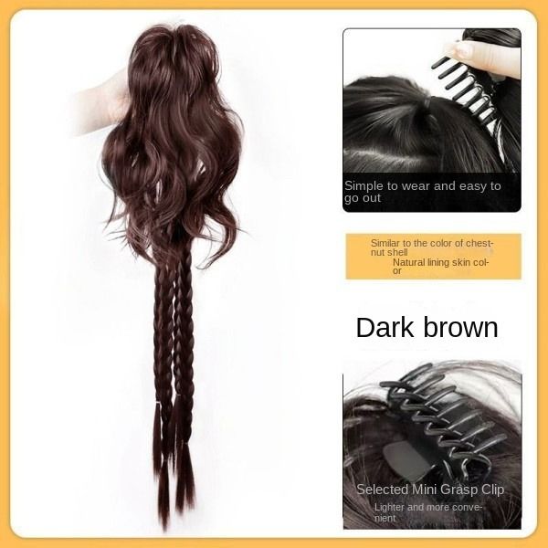 Women's Long Hair Simulates High Ponytail Boxing Braids With Half A Ponytail Wig Braid Pony Tail