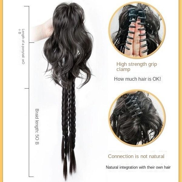 Women's Long Hair Simulates High Ponytail Boxing Braids With Half A Ponytail Wig Braid Pony Tail