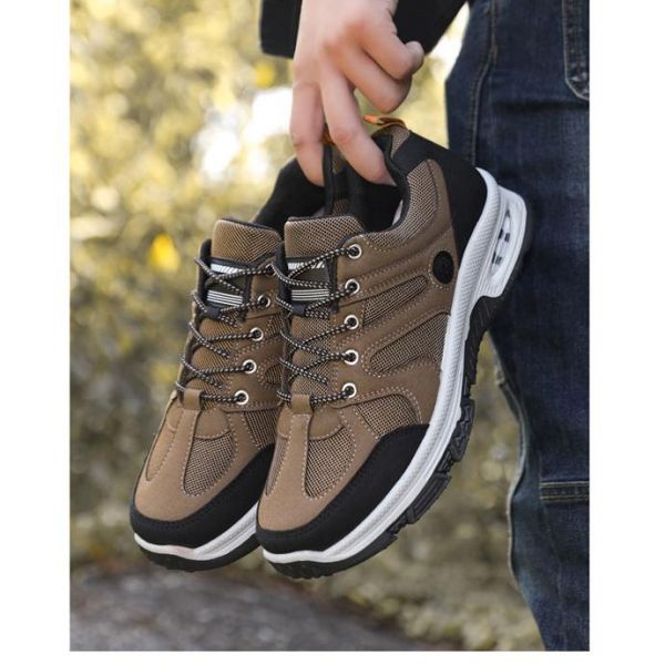 Men's fashion breathable mesh cloth anti-slip wear safety work labor protection shoes sports shoes  Sneakers  Brown,EU44