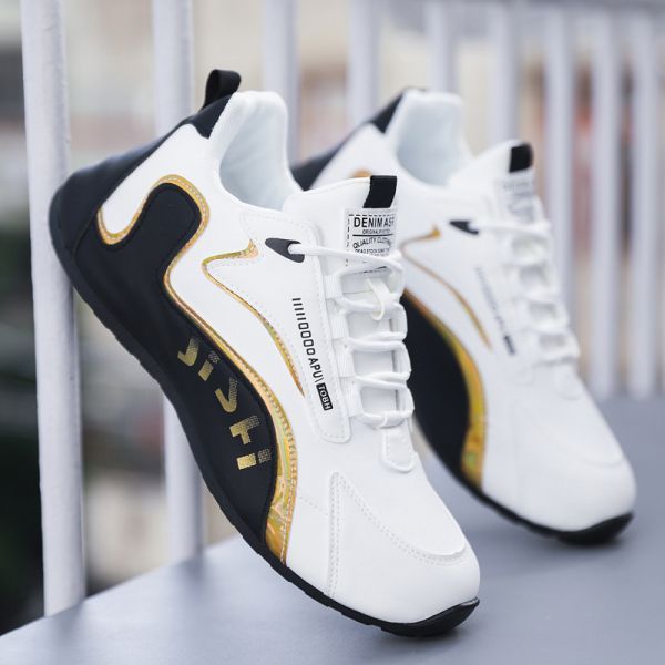 Men's Front Lace-Up Comfortable Leather Top High Quality Breathable Athleisure Shoes Sneakers