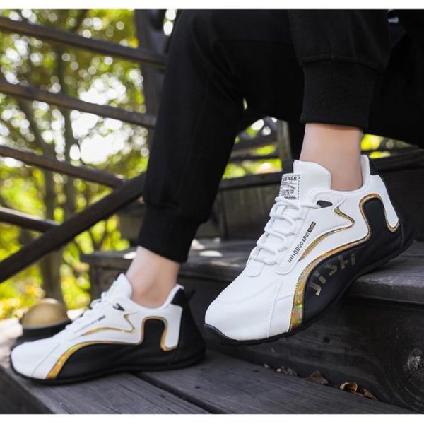 Men's Front Lace-Up Comfortable Leather Top High Quality Breathable Athleisure Shoes Sneakers