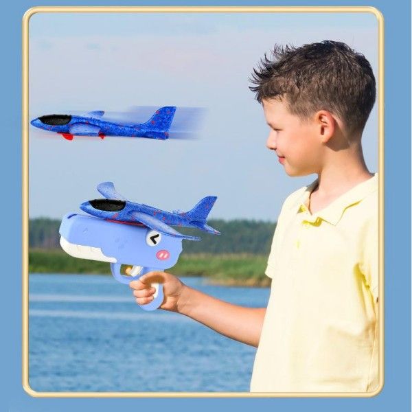 Children's Ejection Ha Flying Toys nd-Thrown Foam Aircraft Glider Outdoor Interactive Toy Gun For Family