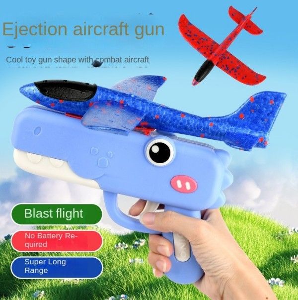 Children's Ejection Ha Flying Toys nd-Thrown Foam Aircraft Glider Outdoor Interactive Toy Gun For Family