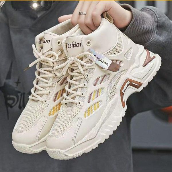 Breathable, Wear-Resistant, Anti-Slip, High-Top Thick-Soled Mesh Casual Sports Shoes Sneakers