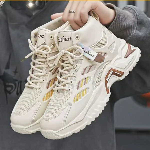 Breathable, Wear-Resistant, Anti-Slip, High-Top Thick-Soled Mesh Casual Sports Shoes Sneakers