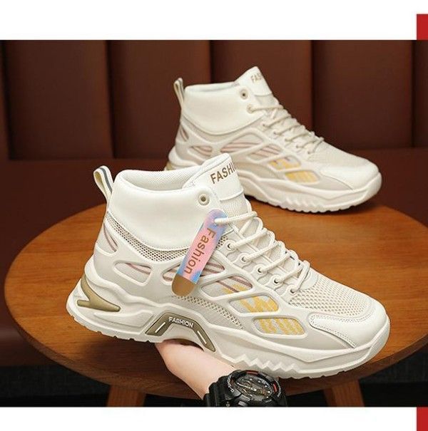 Breathable, Wear-Resistant, Anti-Slip, High-Top Thick-Soled Mesh Casual Sports Shoes Sneakers