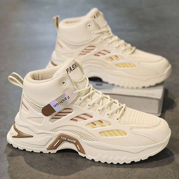 Breathable, Wear-Resistant, Anti-Slip, High-Top Thick-Soled Mesh Casual Sports Shoes Sneakers