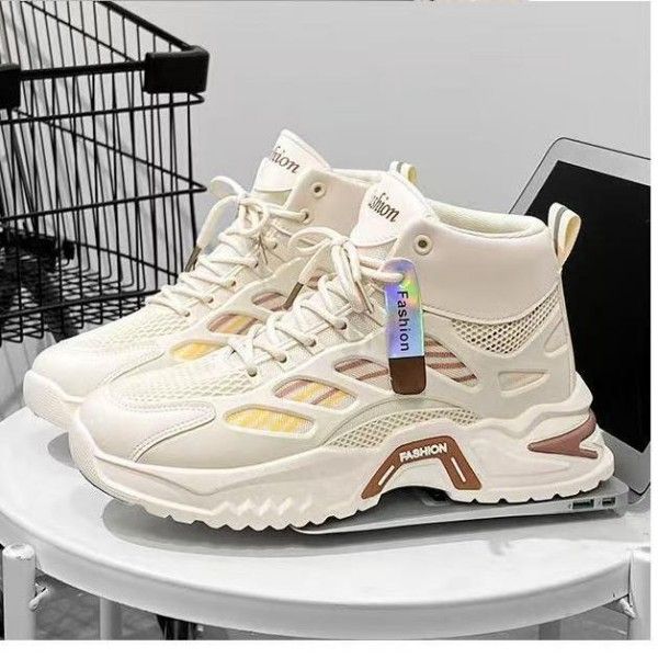 Breathable, Wear-Resistant, Anti-Slip, High-Top Thick-Soled Mesh Casual Sports Shoes Sneakers