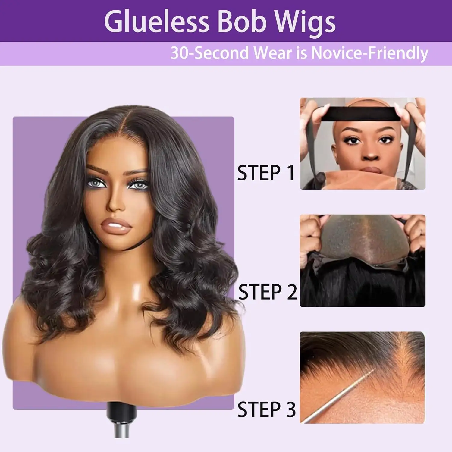 Wear And Go Glueless Bob Wig Human Hair Short Body Wave Lace Front Wigs Pre Cut Brazilian Hair 4X4 Lace Closure Wig For Women
