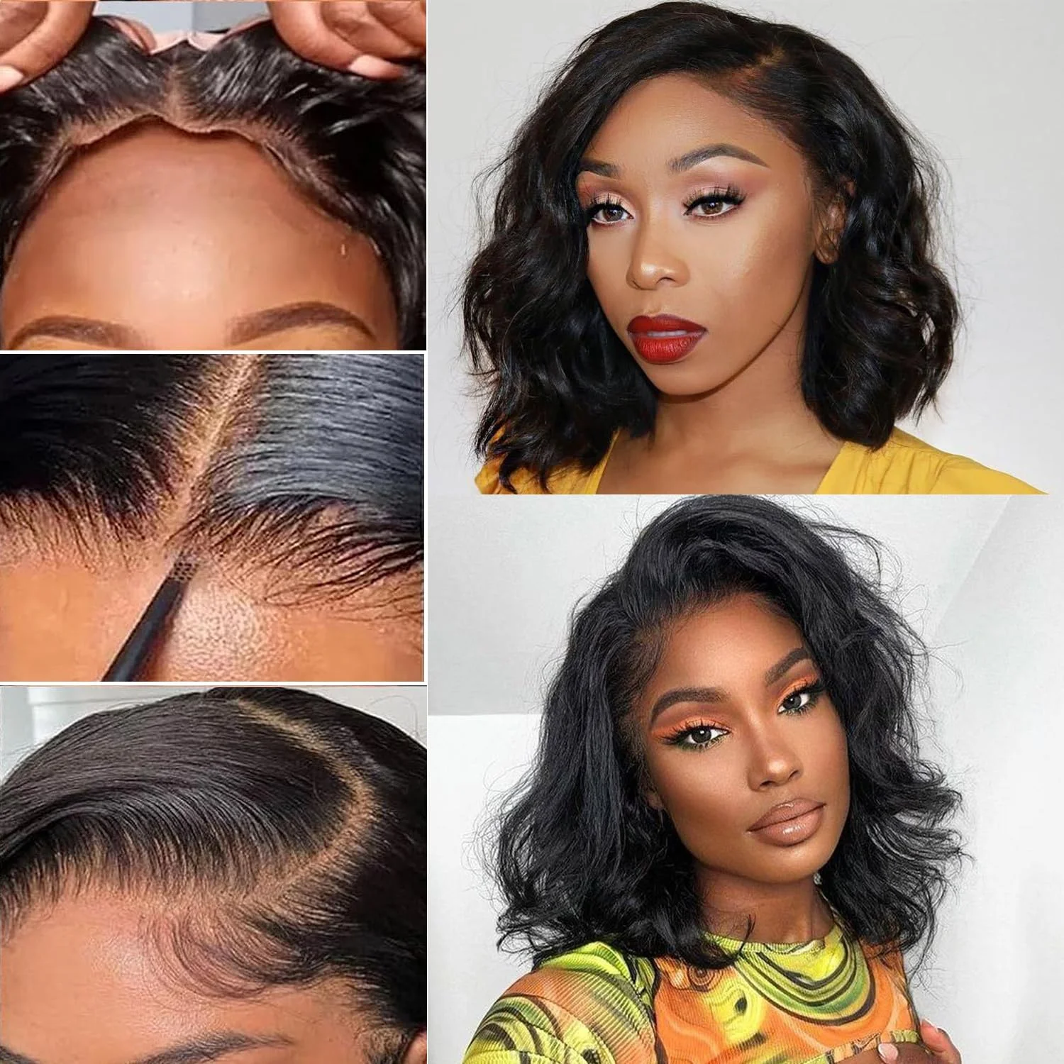Wear And Go Glueless Bob Wig Human Hair Short Body Wave Lace Front Wigs Pre Cut Brazilian Hair 4X4 Lace Closure Wig For Women